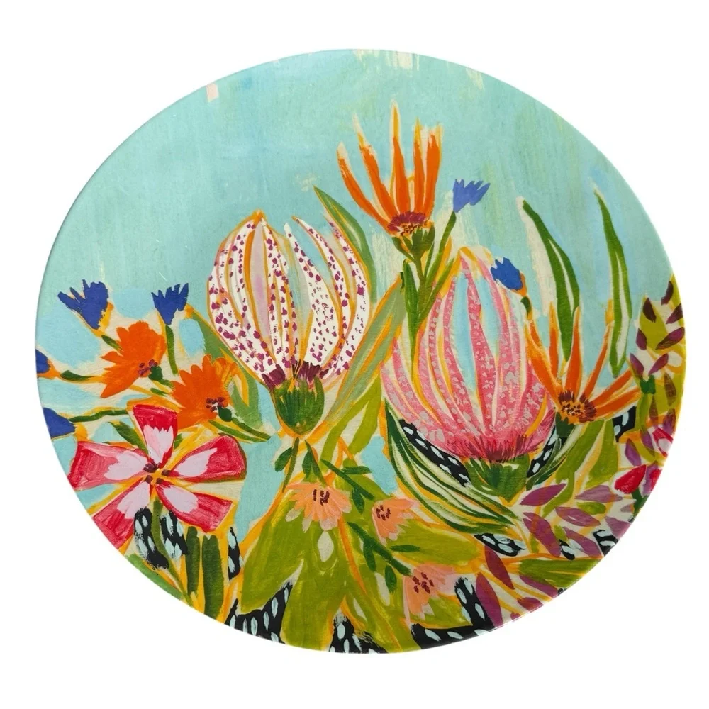 Anthropologie Lulie Wallace Floral Melamine Dinner Plates Set of 4 Garden 11”